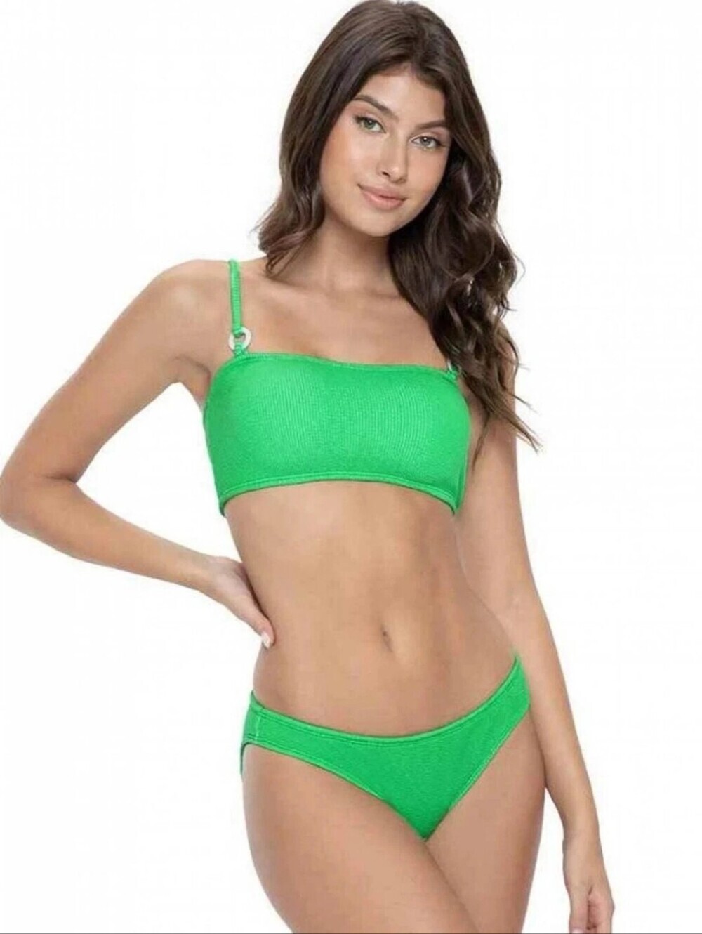 PilyQ Reef Green Scrunch Textured Bikini